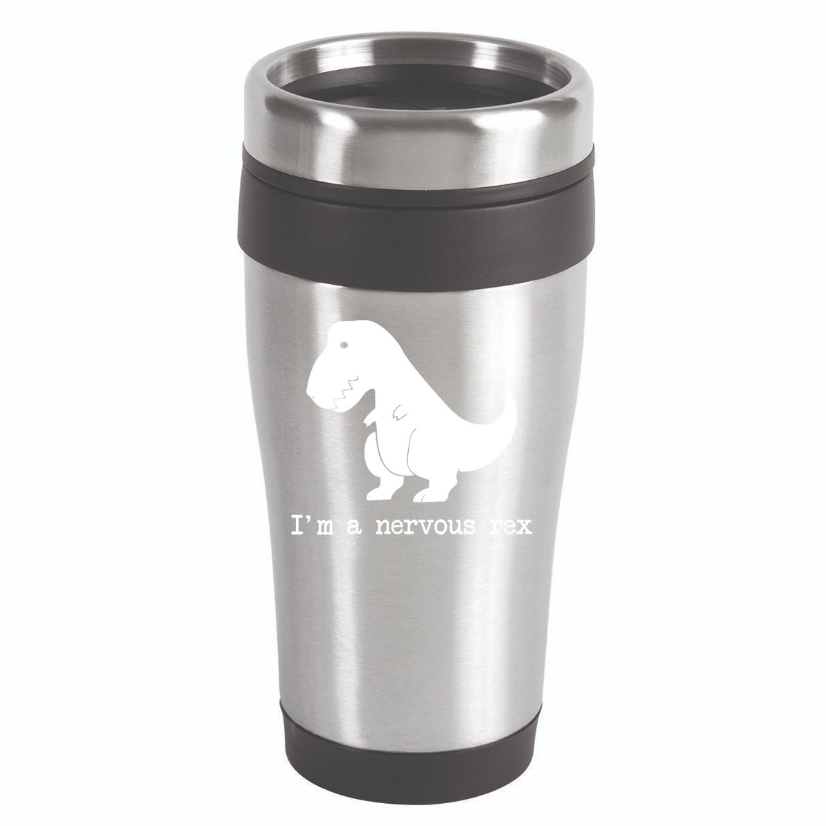 Funny Mental Health Awareness Trex Dinosaur With Anxiety 16oz Travel Tumbler