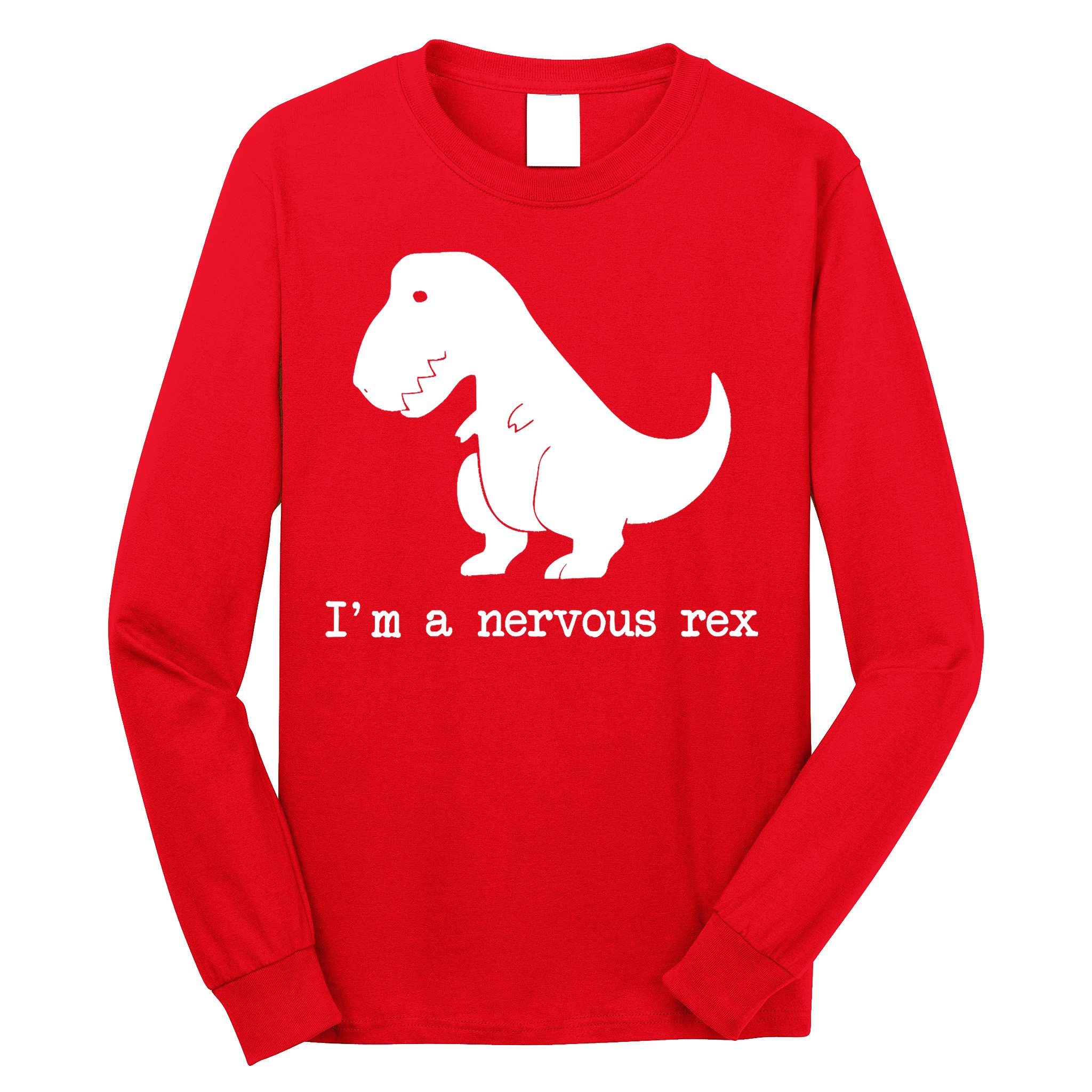 Funny Mental Health Awareness Trex Dinosaur With Anxiety Long Sleeve Shirt
