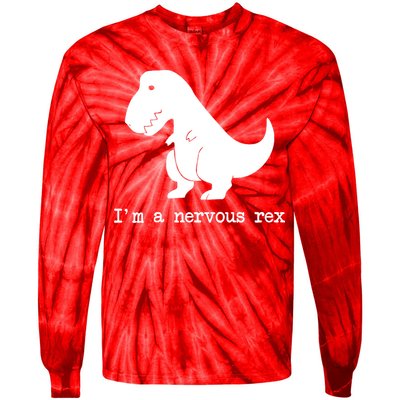 Funny Mental Health Awareness Trex Dinosaur With Anxiety Tie-Dye Long Sleeve Shirt