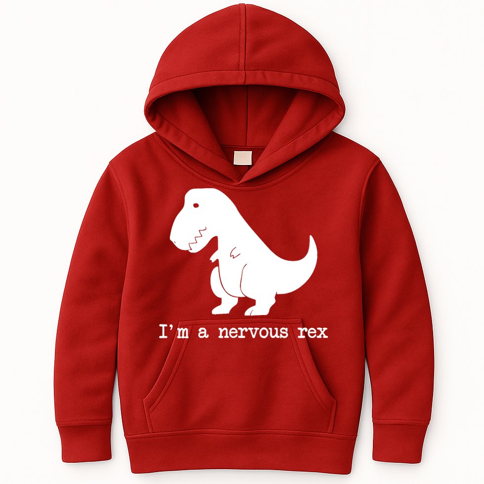 Funny Mental Health Awareness Trex Dinosaur With Anxiety Kids Hoodie
