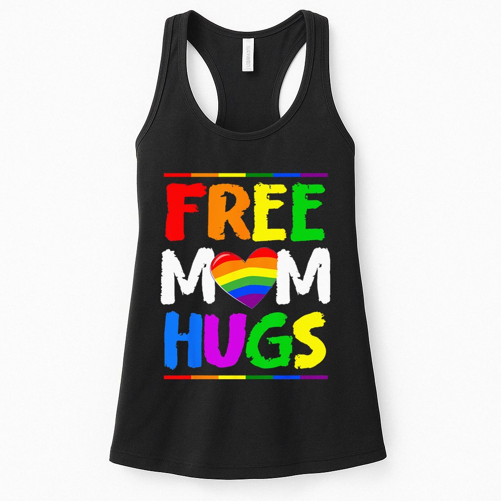 Free Mom Hugs LGBT LGBTQ Pride Month Rainbow Mom Support Womens Tank Top