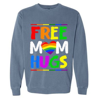 Free Mom Hugs LGBT LGBTQ Pride Month Rainbow Mom Support Garment-Dyed Sweatshirt