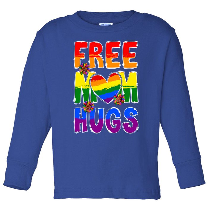 Free Mom Hugs Rainbow Lgbt Pride Month Mothers Day Gift Toddler Long Sleeve Shirt