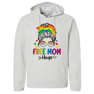 Free Mom Hugs Pride Month Performance Fleece Hoodie