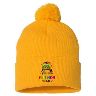 Free Mom Hugs Pride Month Pom Pom 12in Knit Beanie