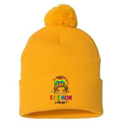 Free Mom Hugs Pride Month Pom Pom 12in Knit Beanie