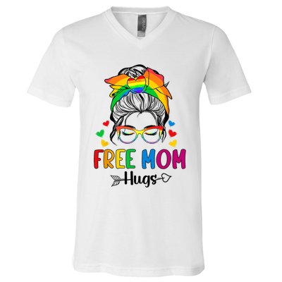 Free Mom Hugs Pride Month V-Neck T-Shirt