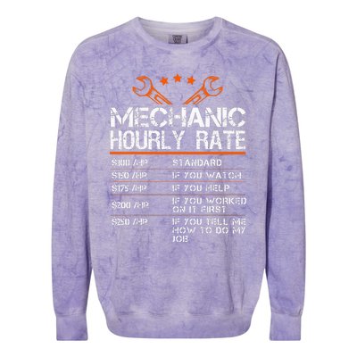 Funny Mechanic Hourly Rate Auto Repair Mechanic Colorblast Crewneck Sweatshirt