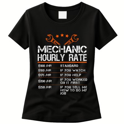 Funny Mechanic Hourly Rate Auto Repair Mechanic Womens T-Shirt
