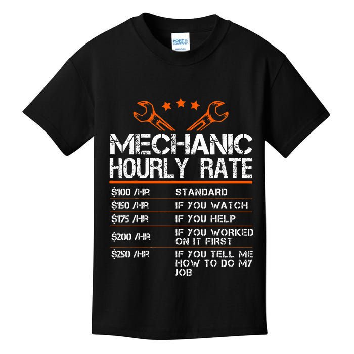Funny Mechanic Hourly Rate Auto Repair Mechanic Kids T-Shirt