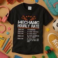 Funny Mechanic Hourly Rate Auto Repair Mechanic Kids T-Shirt