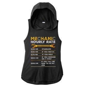 Funny Mechanic Hourly Rate Gifts Labor Rates Ladies PosiCharge Tri-Blend Wicking Draft Hoodie Tank