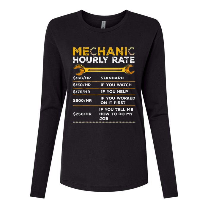 Funny Mechanic Hourly Rate Gifts Labor Rates Womens Cotton Relaxed Long Sleeve T-Shirt