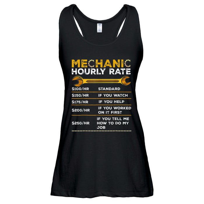 Funny Mechanic Hourly Rate Gifts Labor Rates Ladies Essential Flowy Tank