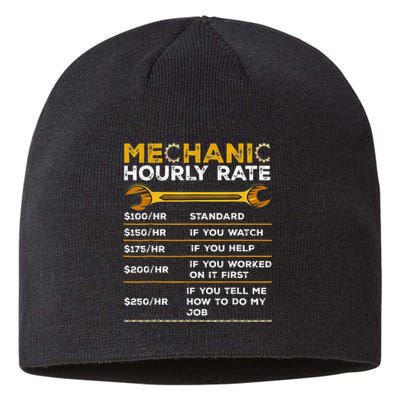 Funny Mechanic Hourly Rate Gifts Labor Rates Sustainable Beanie