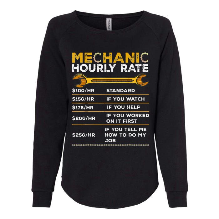 Funny Mechanic Hourly Rate Gifts Labor Rates Womens California Wash Sweatshirt