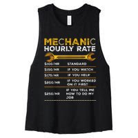 Funny Mechanic Hourly Rate Gifts Labor Rates Women's Racerback Cropped Tank