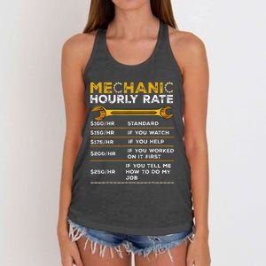 Funny Mechanic Hourly Rate Gifts Labor Rates Women's Knotted Racerback Tank