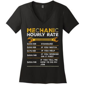 Funny Mechanic Hourly Rate Gifts Labor Rates Women's V-Neck T-Shirt