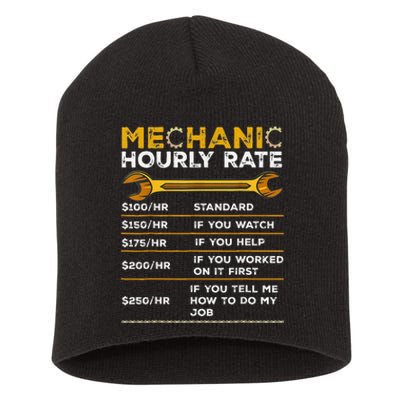 Funny Mechanic Hourly Rate Gifts Labor Rates Short Acrylic Beanie