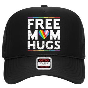 Free Mom Hugs Lgbt Pride Parades Rainbow Flag High Crown Mesh Back Trucker Hat