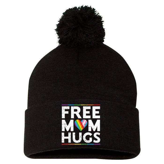 Free Mom Hugs Lgbt Pride Parades Rainbow Flag Pom Pom 12in Knit Beanie