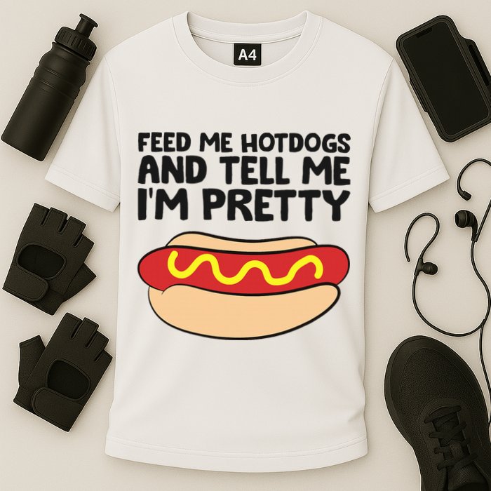Feed Me Hotdogs And Tell Me I'm Pretty Hot Dog Cooling Performance Crew T-Shirt