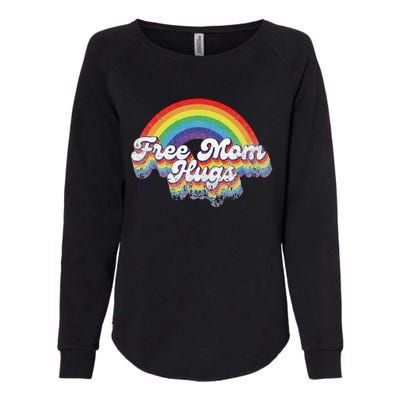 Free Mom Hugs Rainbow Retro LGBT Flag LGBT Pride Month Womens California Wash Sweatshirt