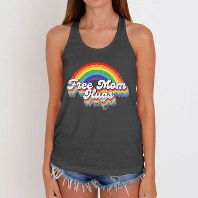 Free Mom Hugs Rainbow Retro LGBT Flag LGBT Pride Month Women's Knotted Racerback Tank