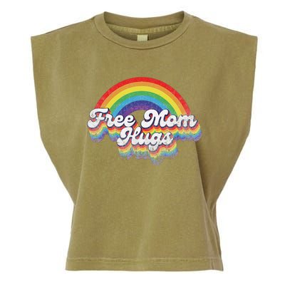 Free Mom Hugs Rainbow Retro LGBT Flag LGBT Pride Month Garment-Dyed Women's Muscle Tee