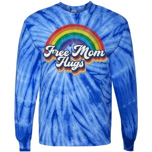 Free Mom Hugs Gift Rainbow Heart Lgbt Pride Month Gift Tie-Dye Long Sleeve Shirt