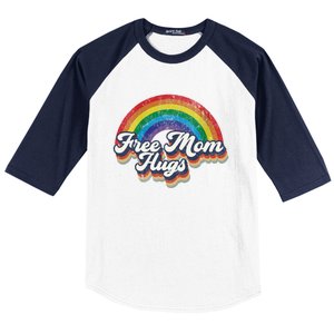 Free Mom Hugs Gift Rainbow Heart Lgbt Pride Month Gift Baseball Sleeve Shirt