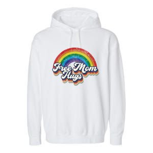 Free Mom Hugs Gift Rainbow Heart Lgbt Pride Month Gift Garment-Dyed Fleece Hoodie