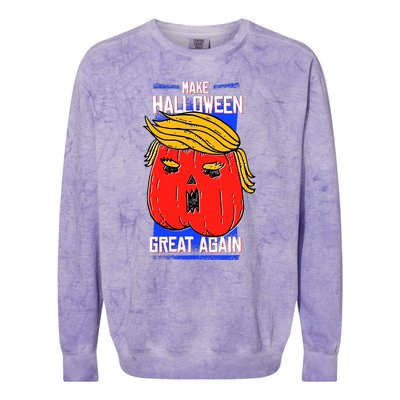 Funny Make Halloween Great Again Trump Pumpkin Colorblast Crewneck Sweatshirt