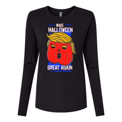 Funny Make Halloween Great Again Trump Pumpkin Womens Cotton Relaxed Long Sleeve T-Shirt