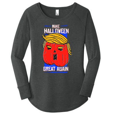 Funny Make Halloween Great Again Trump Pumpkin Women's Perfect Tri Tunic Long Sleeve Shirt