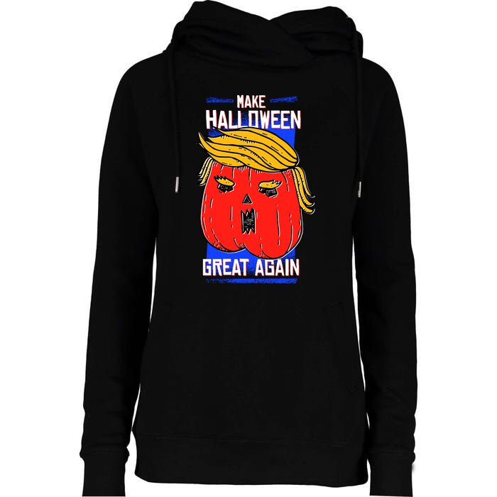 Funny Make Halloween Great Again Trump Pumpkin Womens Funnel Neck Pullover Hood