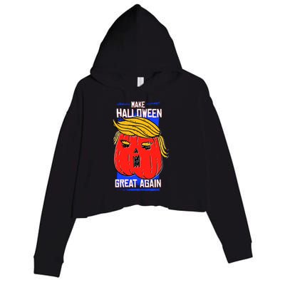 Funny Make Halloween Great Again Trump Pumpkin Crop Fleece Hoodie