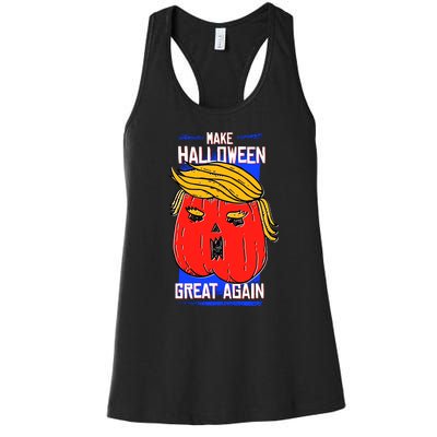 Funny Make Halloween Great Again Trump Pumpkin Women's Racerback Tank