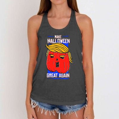 Funny Make Halloween Great Again Trump Pumpkin Women's Knotted Racerback Tank