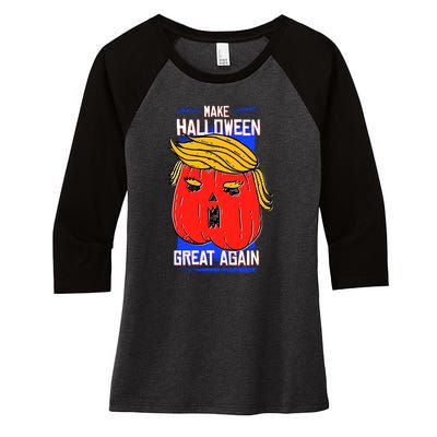 Funny Make Halloween Great Again Trump Pumpkin Women's Tri-Blend 3/4-Sleeve Raglan Shirt