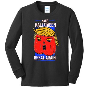 Funny Make Halloween Great Again Trump Pumpkin Kids Long Sleeve Shirt