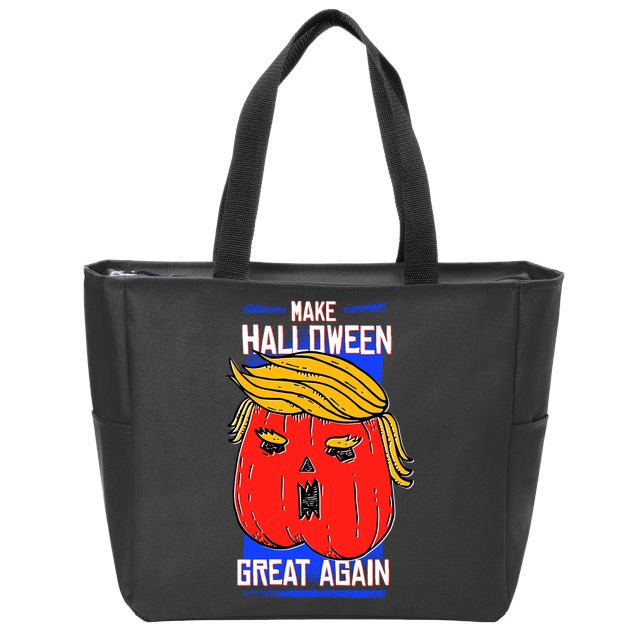 Funny Make Halloween Great Again Trump Pumpkin Zip Tote Bag