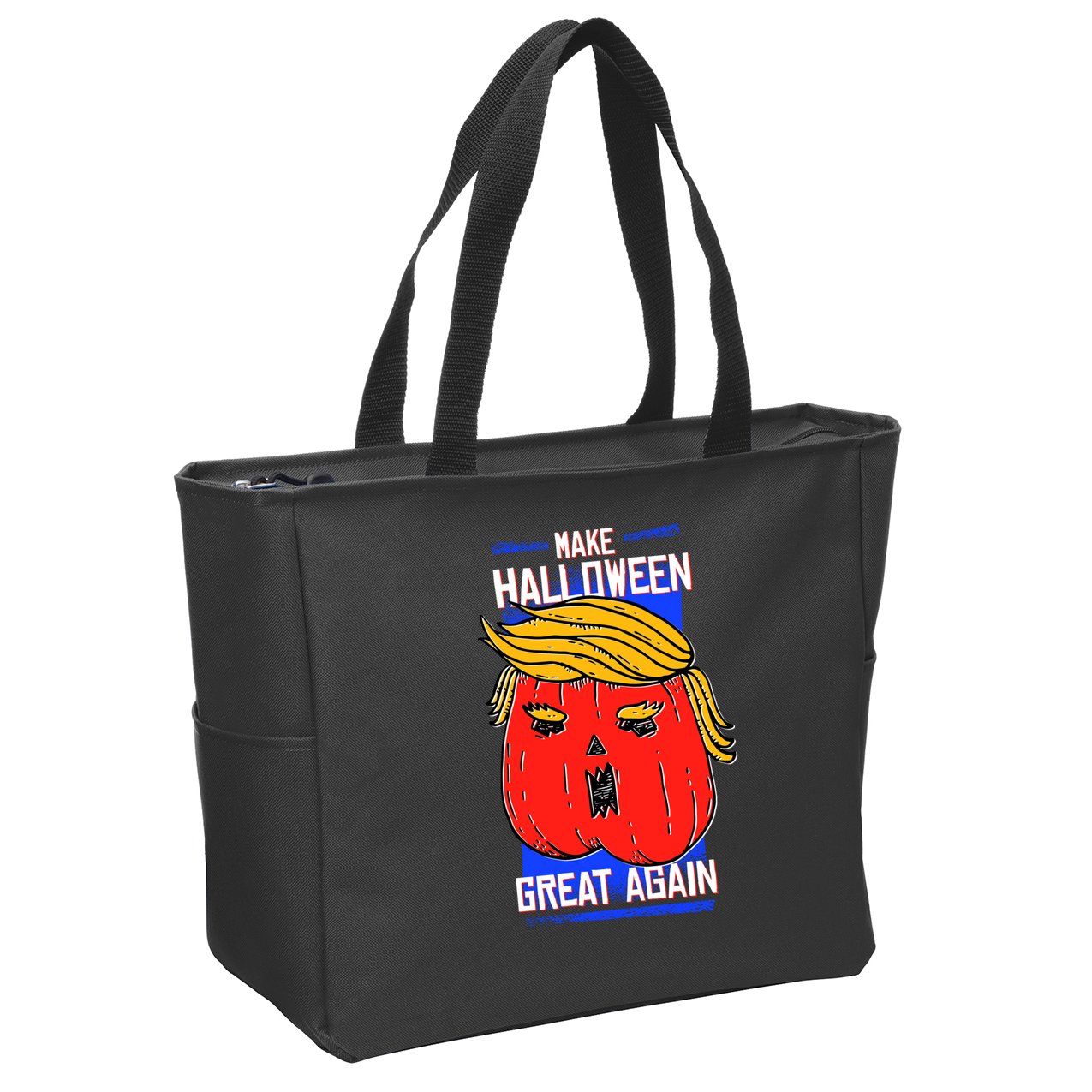 Funny Make Halloween Great Again Trump Pumpkin Zip Tote Bag