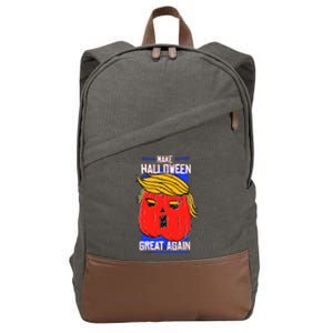 Funny Make Halloween Great Again Trump Pumpkin Cotton Canvas Backpack