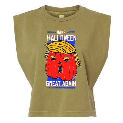 Funny Make Halloween Great Again Trump Pumpkin Garment-Dyed Women's Muscle Tee