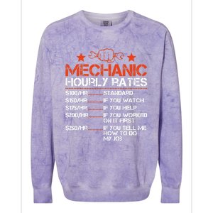 Funny Mechanic Hourly Rate Labor Rates Costume Colorblast Crewneck Sweatshirt