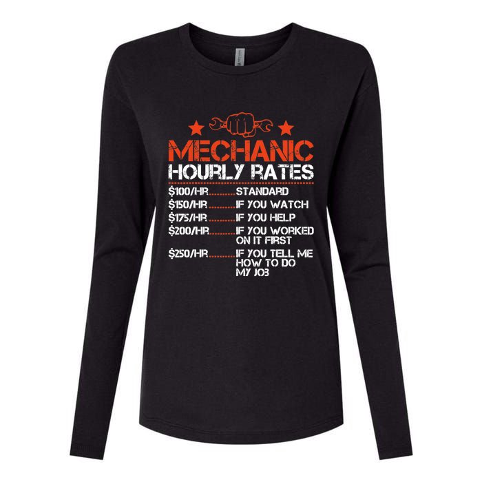 Funny Mechanic Hourly Rate Labor Rates Costume Womens Cotton Relaxed Long Sleeve T-Shirt