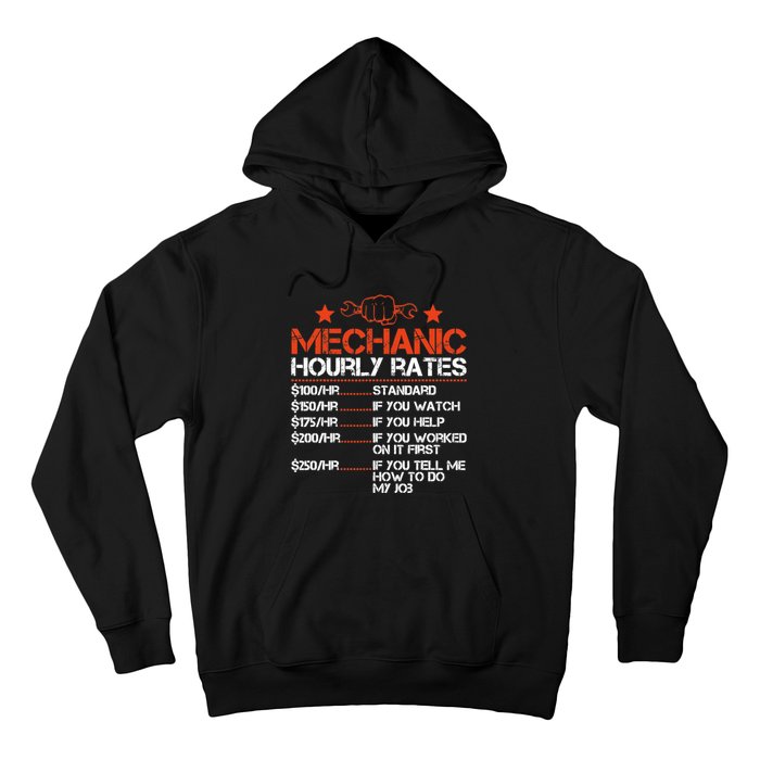 Funny Mechanic Hourly Rate Labor Rates Costume Hoodie