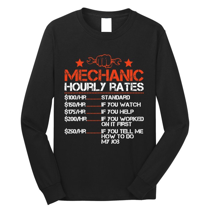 Funny Mechanic Hourly Rate Labor Rates Costume Long Sleeve Shirt